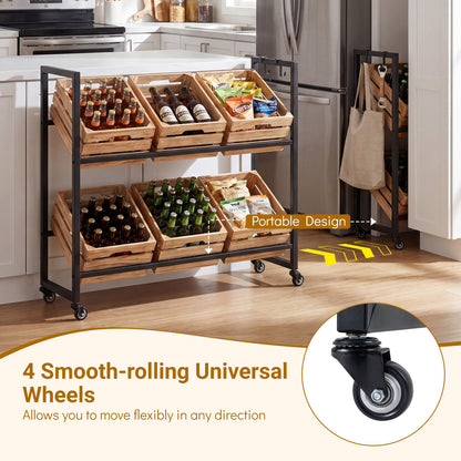 2-Tier Drink Crate Rack, 4 Universal Wheels, Black Kitchen Organization at Gallery Canada