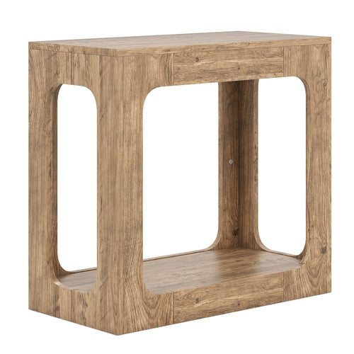 2-Tier End Table with Storage Shelf for Living Room, Oak