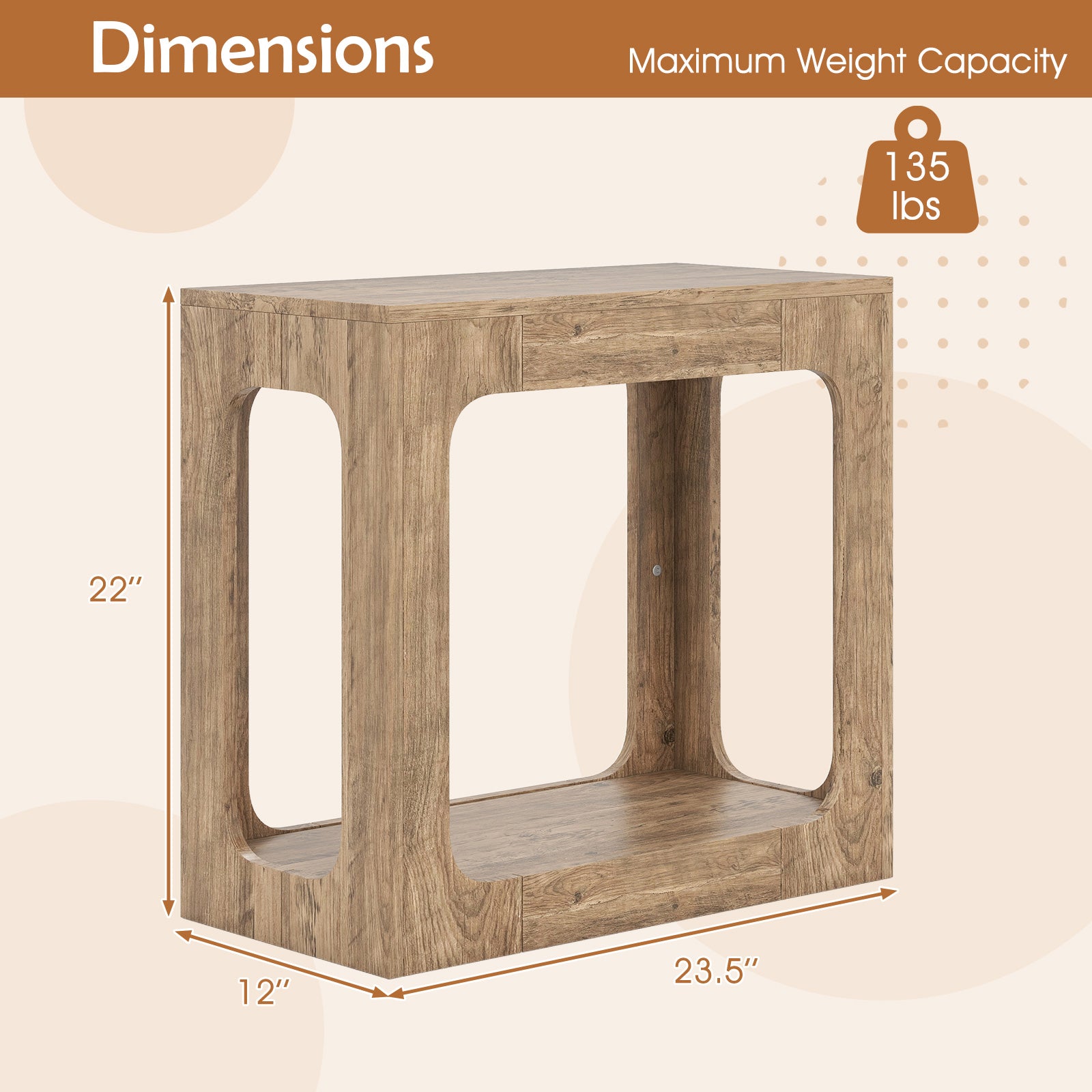2-Tier End Table with Storage Shelf for Living Room, Oak End & Side Tables at Gallery Canada