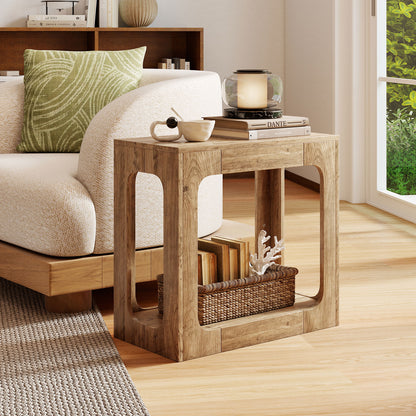 2-Tier End Table with Storage Shelf for Living Room, Oak End & Side Tables at Gallery Canada