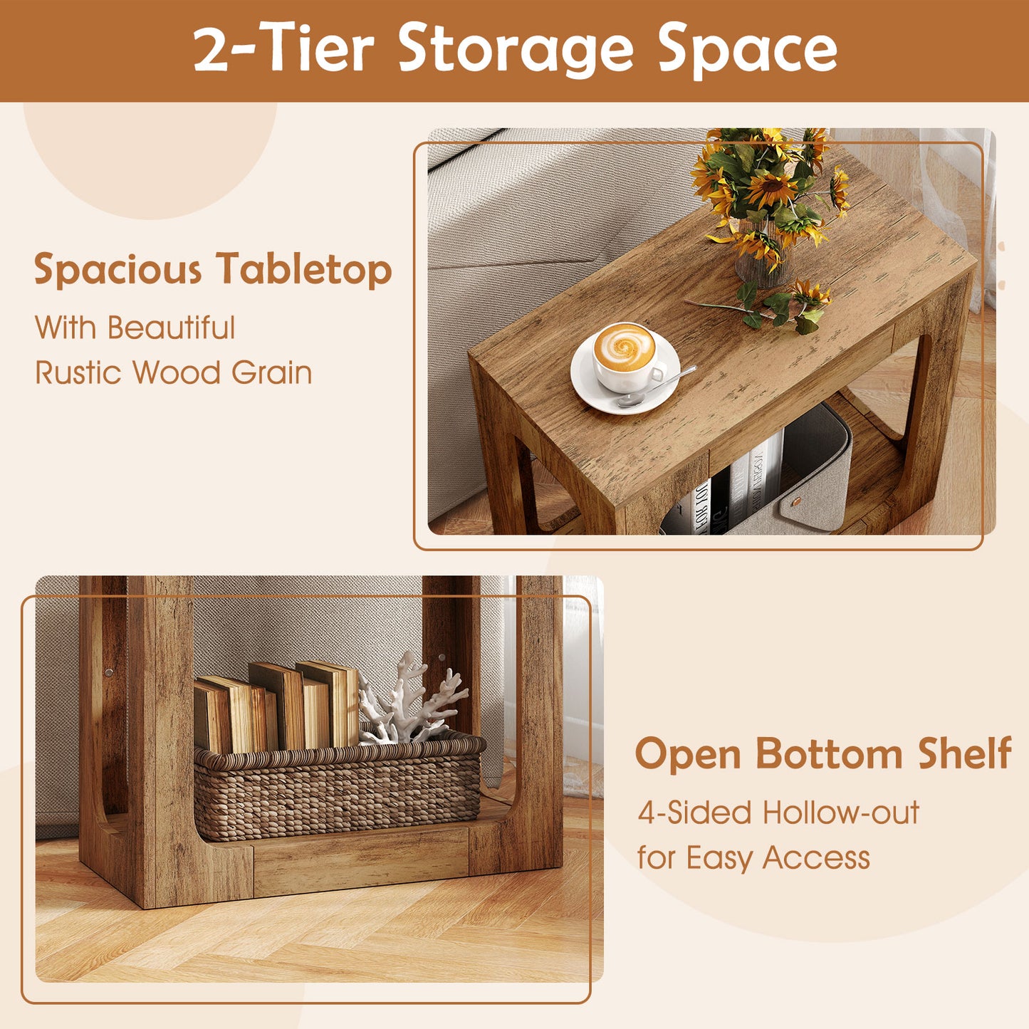 2-Tier End Table With Storage Shelf, Oak End & Side Tables at Gallery Canada
