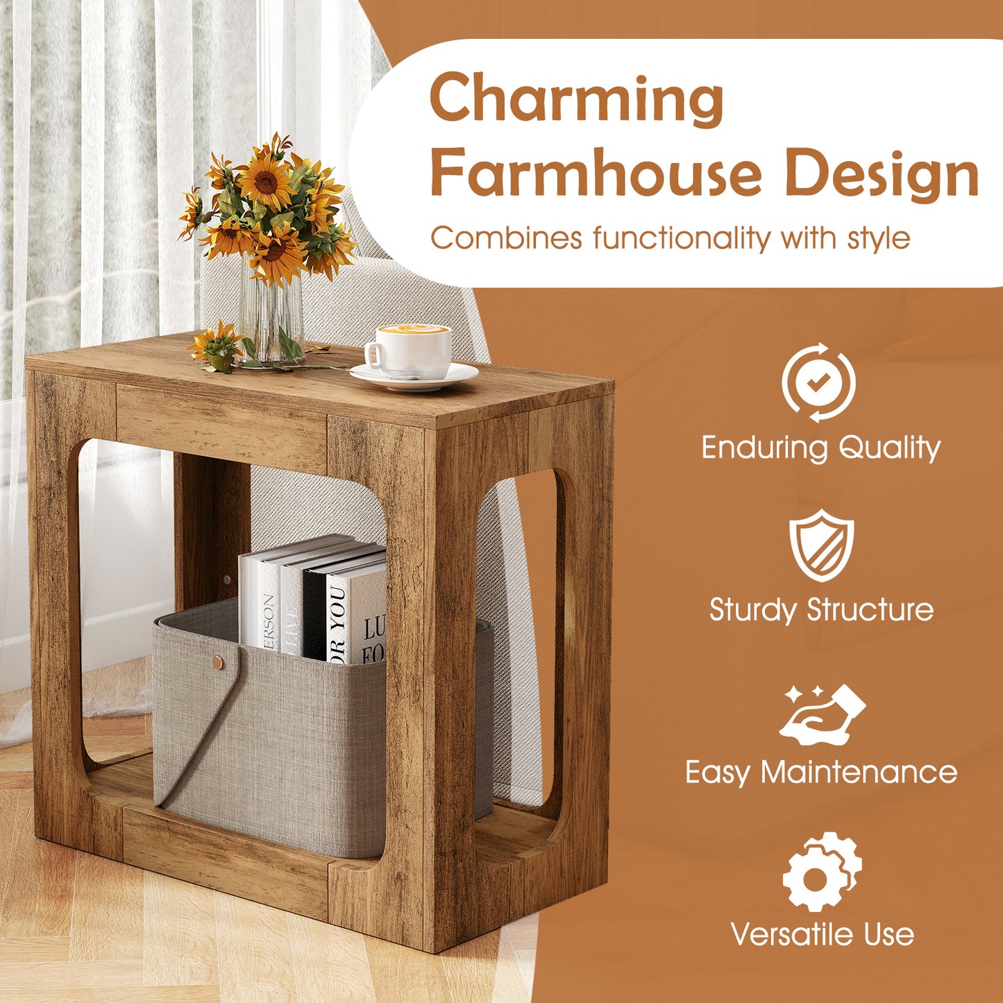 2-Tier End Table With Storage Shelf, Oak End & Side Tables at Gallery Canada