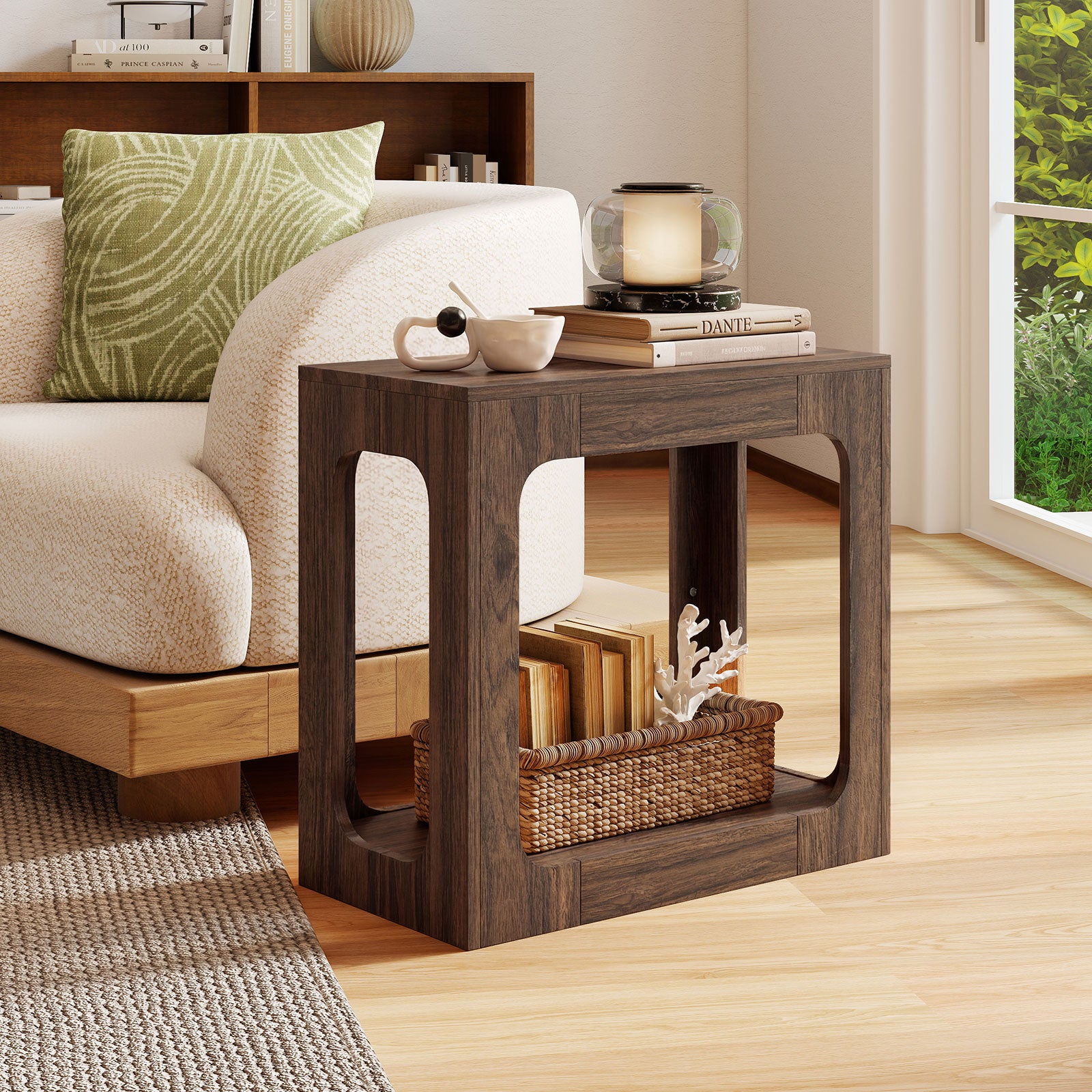 2-Tier End Table With Storage Shelf, Walnut End & Side Tables at Gallery Canada