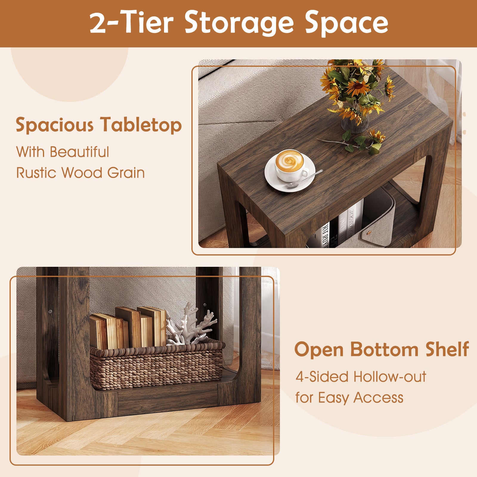 2-Tier End Table With Storage Shelf, Walnut End & Side Tables at Gallery Canada