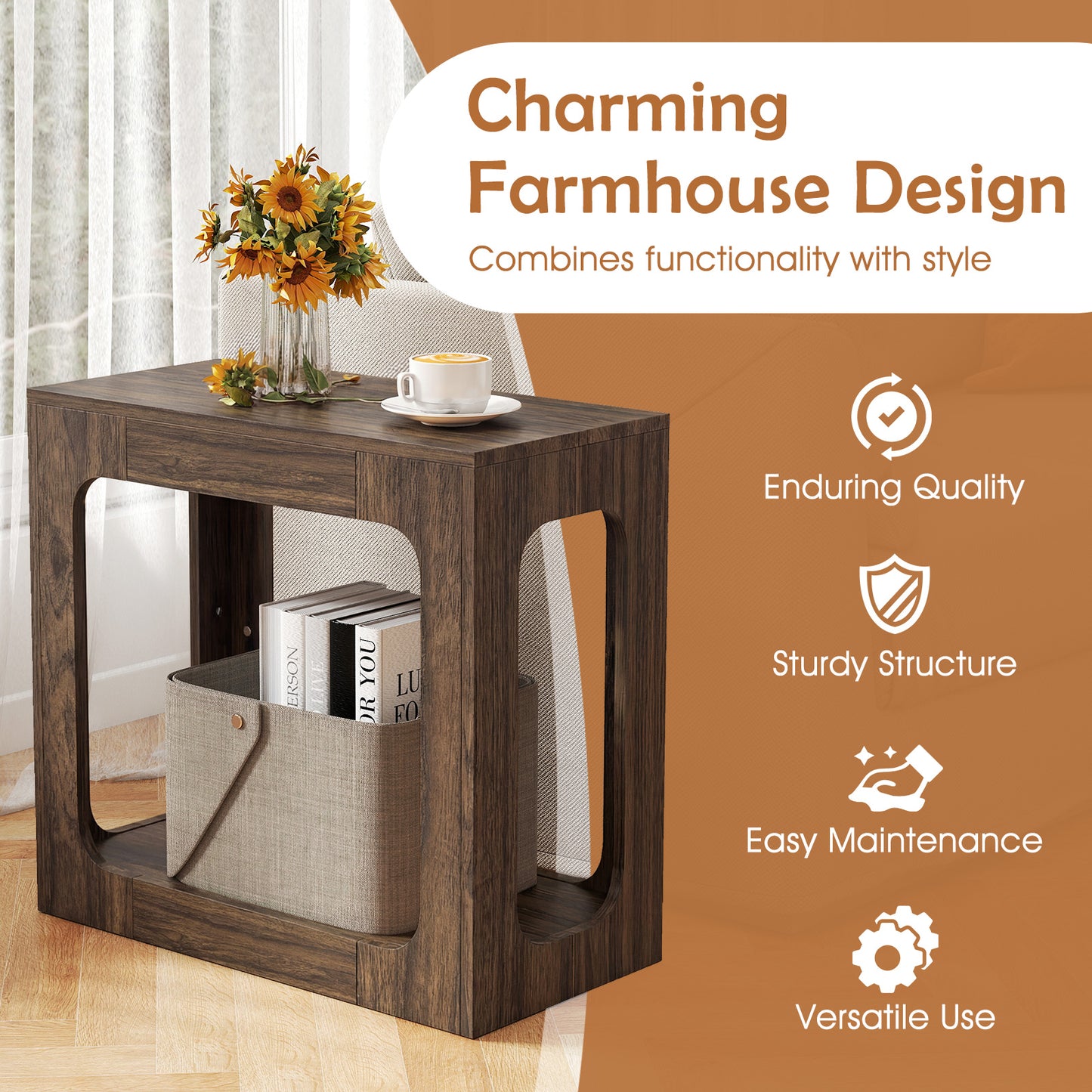 2-Tier End Table With Storage Shelf, Walnut End & Side Tables at Gallery Canada