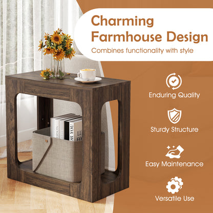 2-Tier End Table With Storage Shelf, Walnut End & Side Tables at Gallery Canada