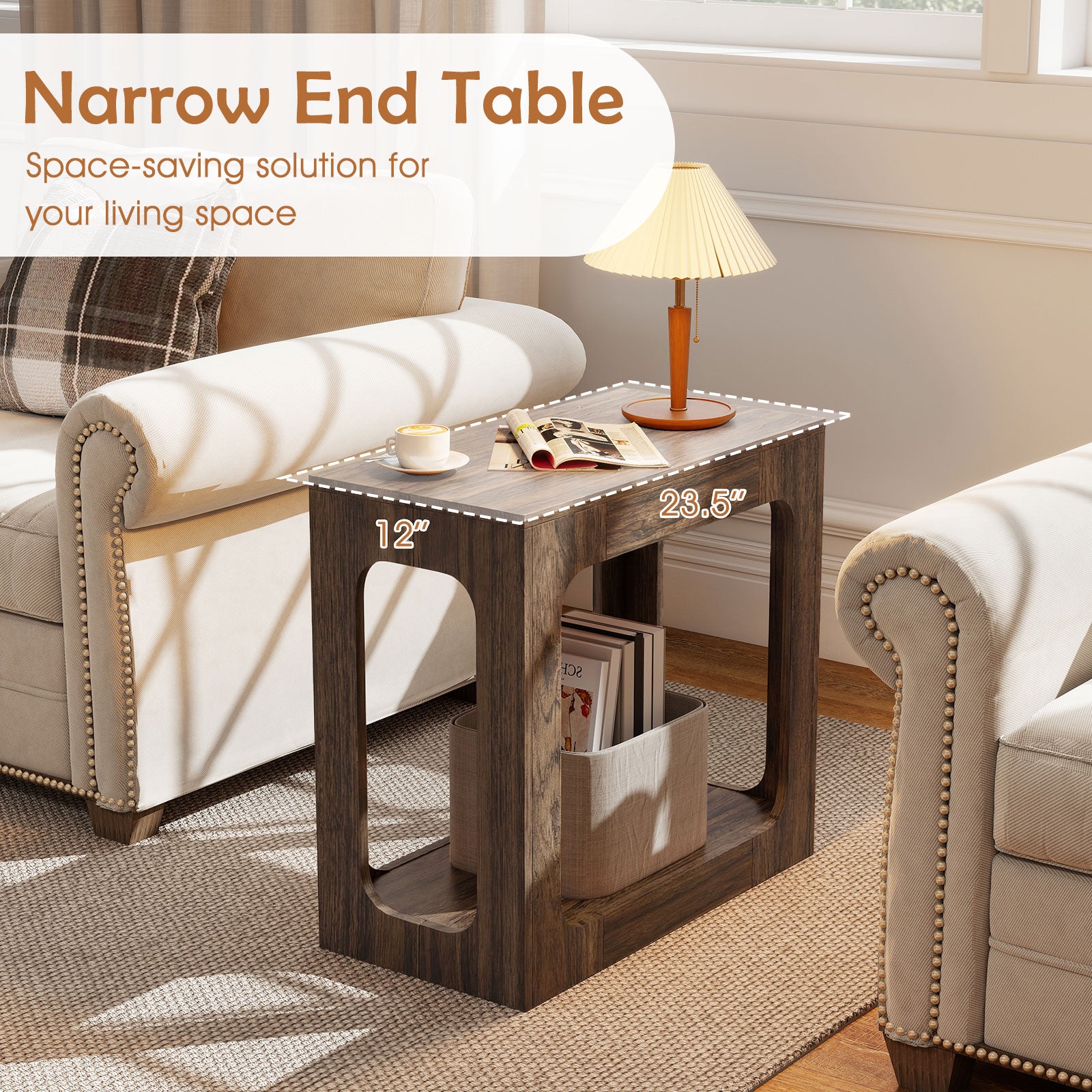2-Tier End Table With Storage Shelf, Walnut End & Side Tables at Gallery Canada