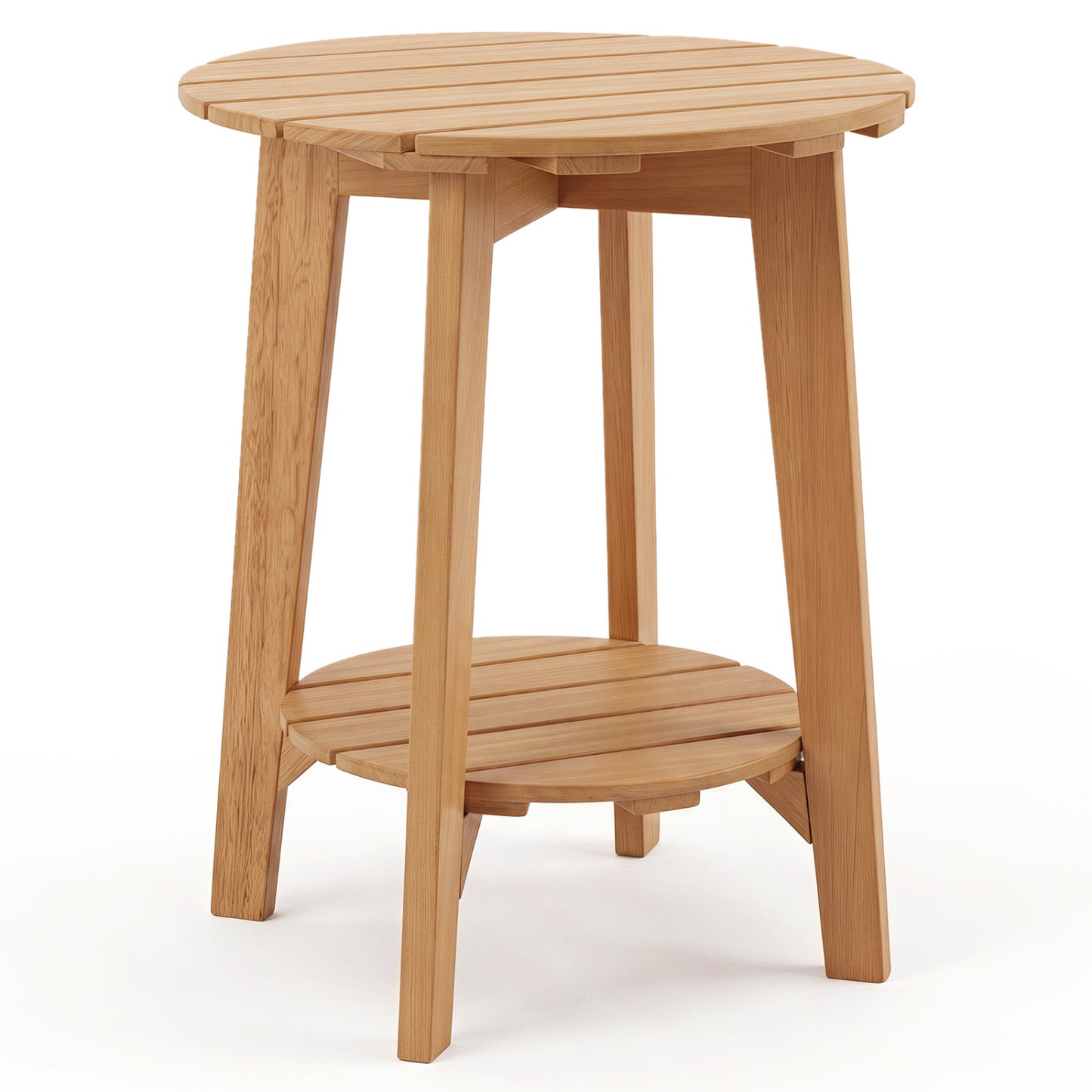 Table d'appoint en bois, 2 niveaux avec étagère de rangement, Eucalyptus, Naturel