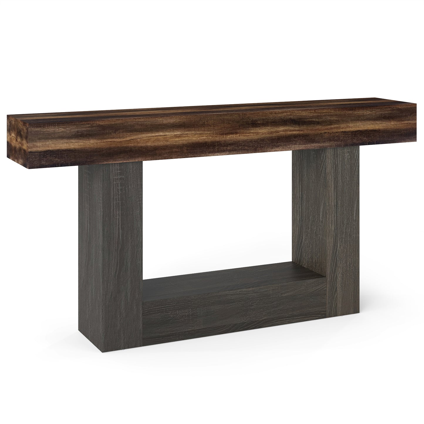 2-Tier Farmhouse Console Table, 63" Long, Storage Shelf, Rustic Brown Console Tables at Gallery Canada
