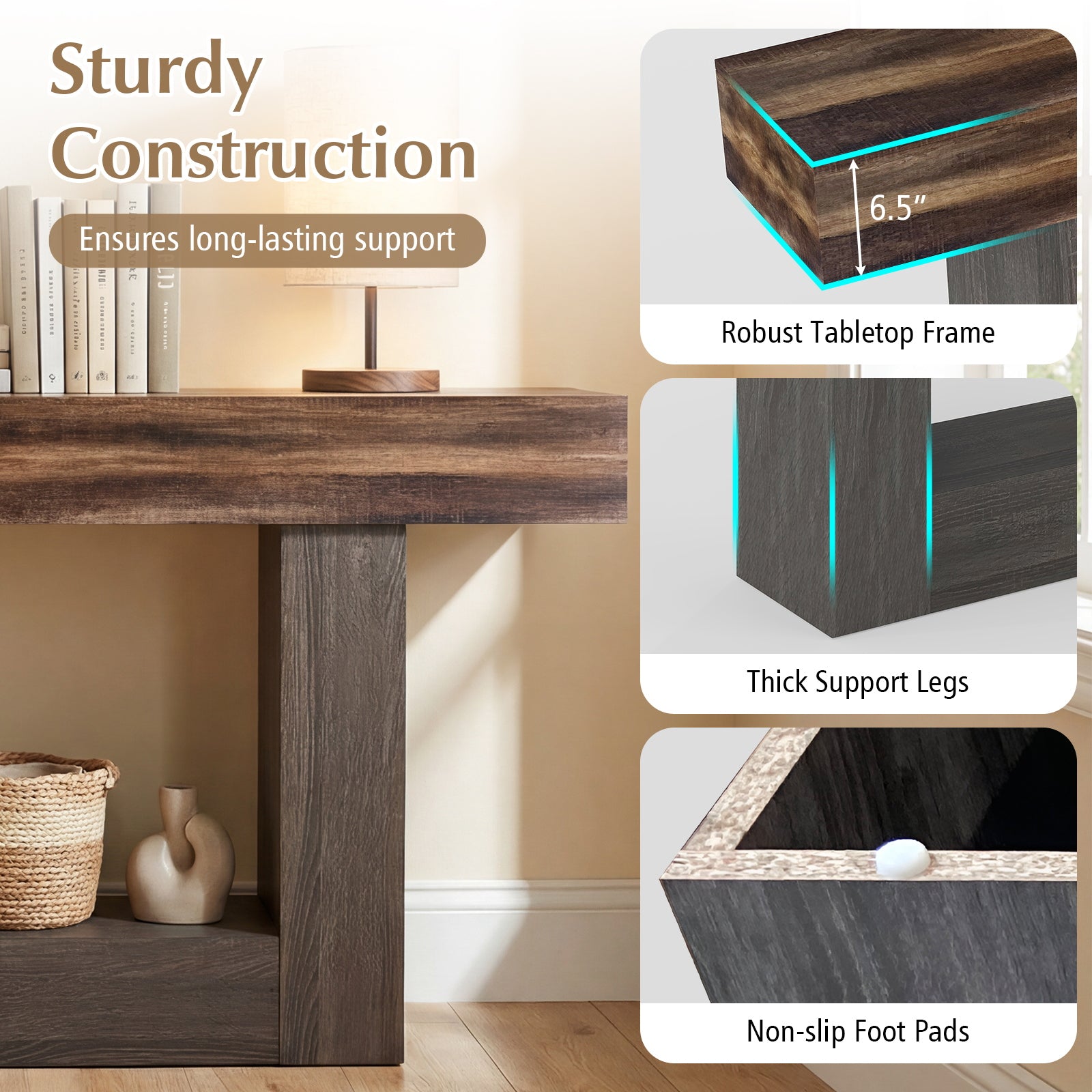 2-Tier Farmhouse Console Table, 63