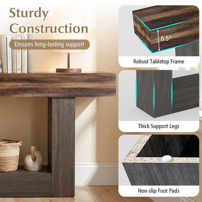 2-Tier Farmhouse Console Table, 63" Long, Storage Shelf, Rustic Brown Console Tables at Gallery Canada