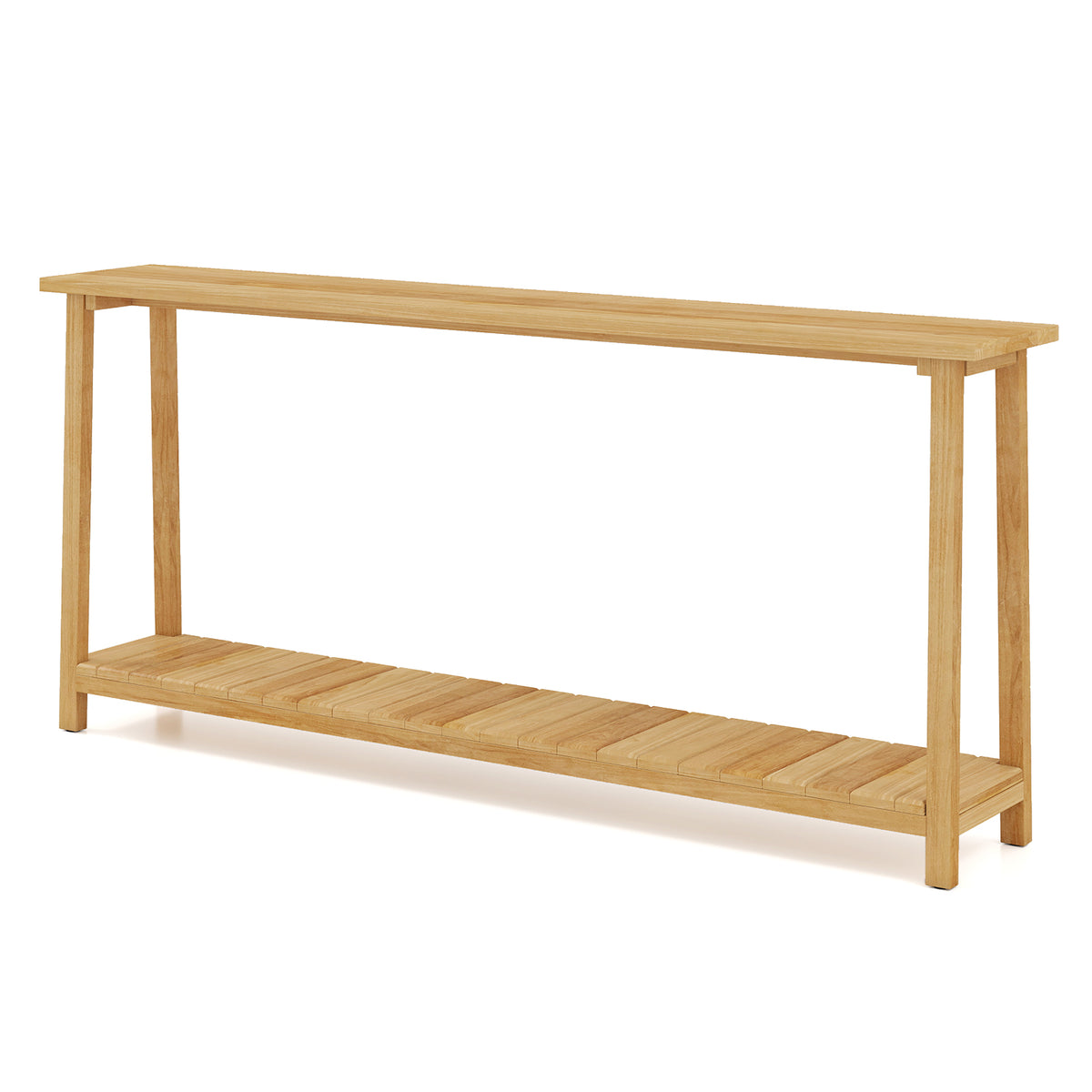 2-Tier Farmhouse Sofa Table, Teak Wood Frame, Storage Shelf Console Tables at Gallery Canada