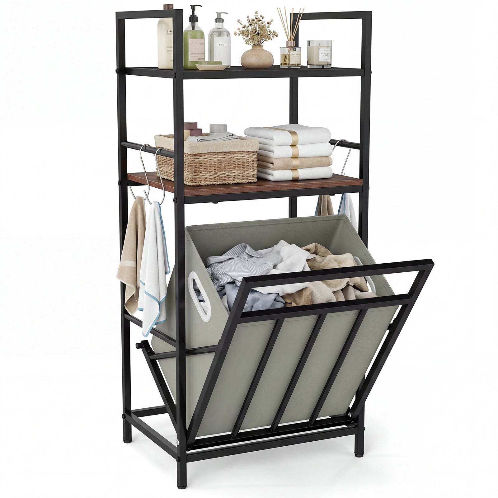 2-Tier Laundry Hamper, Tilt-Out Basket, Black Laundry Baskets at Gallery Canada