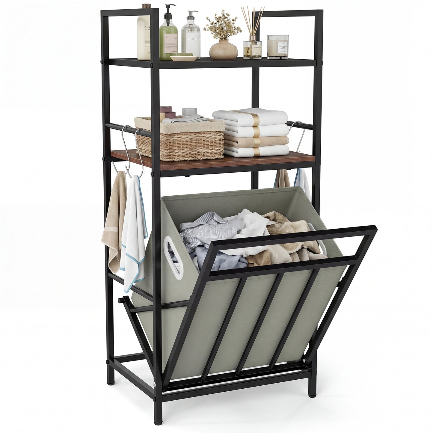 2-Tier Laundry Hamper, Tilt-Out Basket, Black Laundry Baskets at Gallery Canada