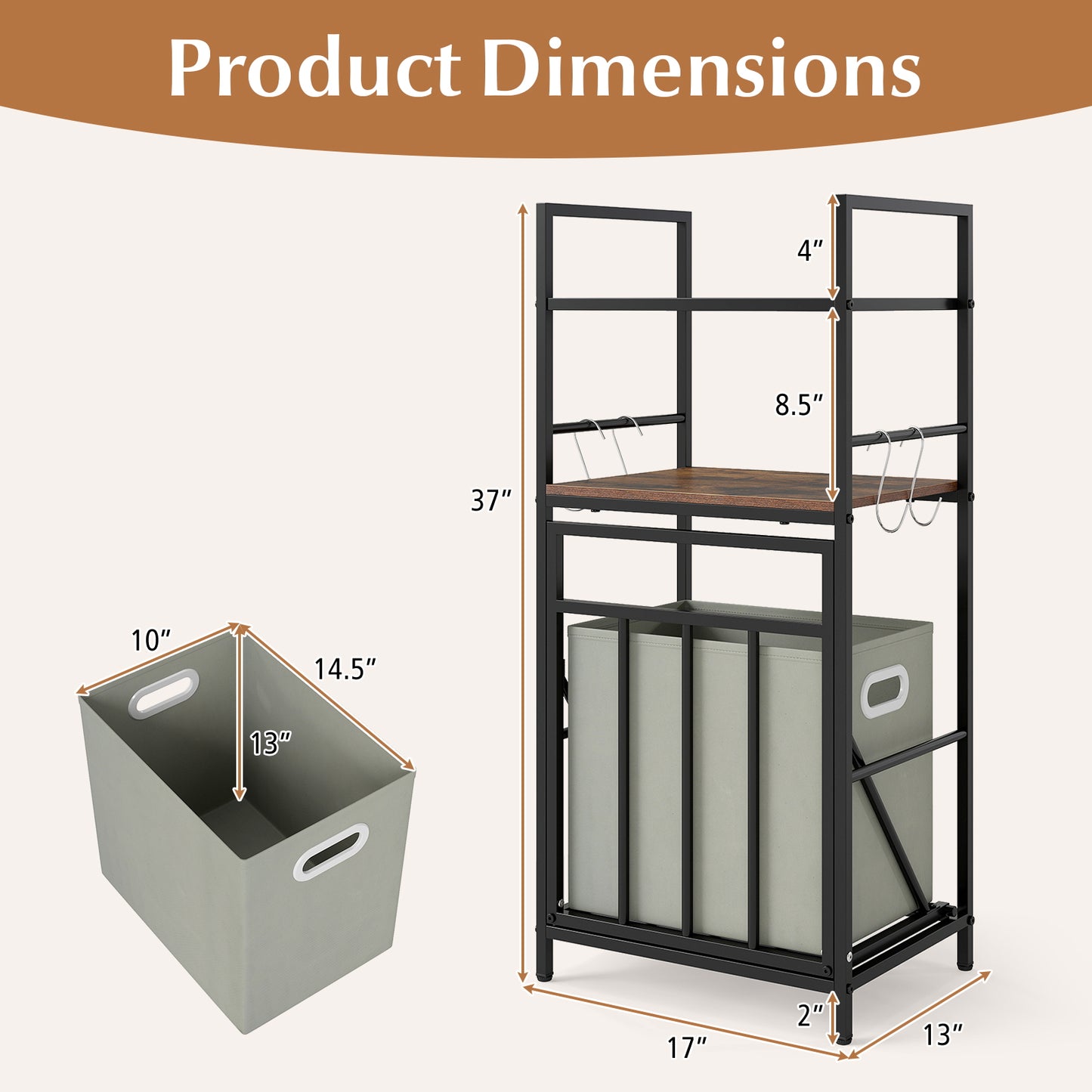 2-Tier Laundry Hamper, Tilt-Out Basket, Black Laundry Baskets at Gallery Canada