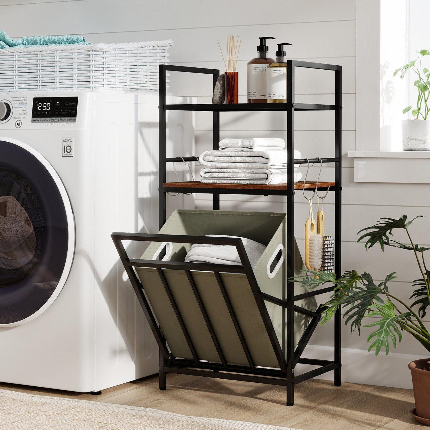 2-Tier Laundry Hamper, Tilt-Out Basket, Black Laundry Baskets at Gallery Canada