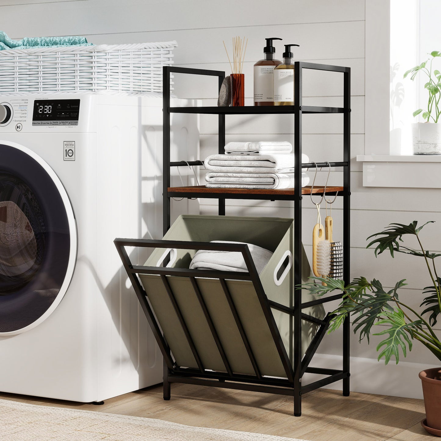 2-Tier Laundry Hamper, Tilt-Out Basket, Black Laundry Baskets at Gallery Canada