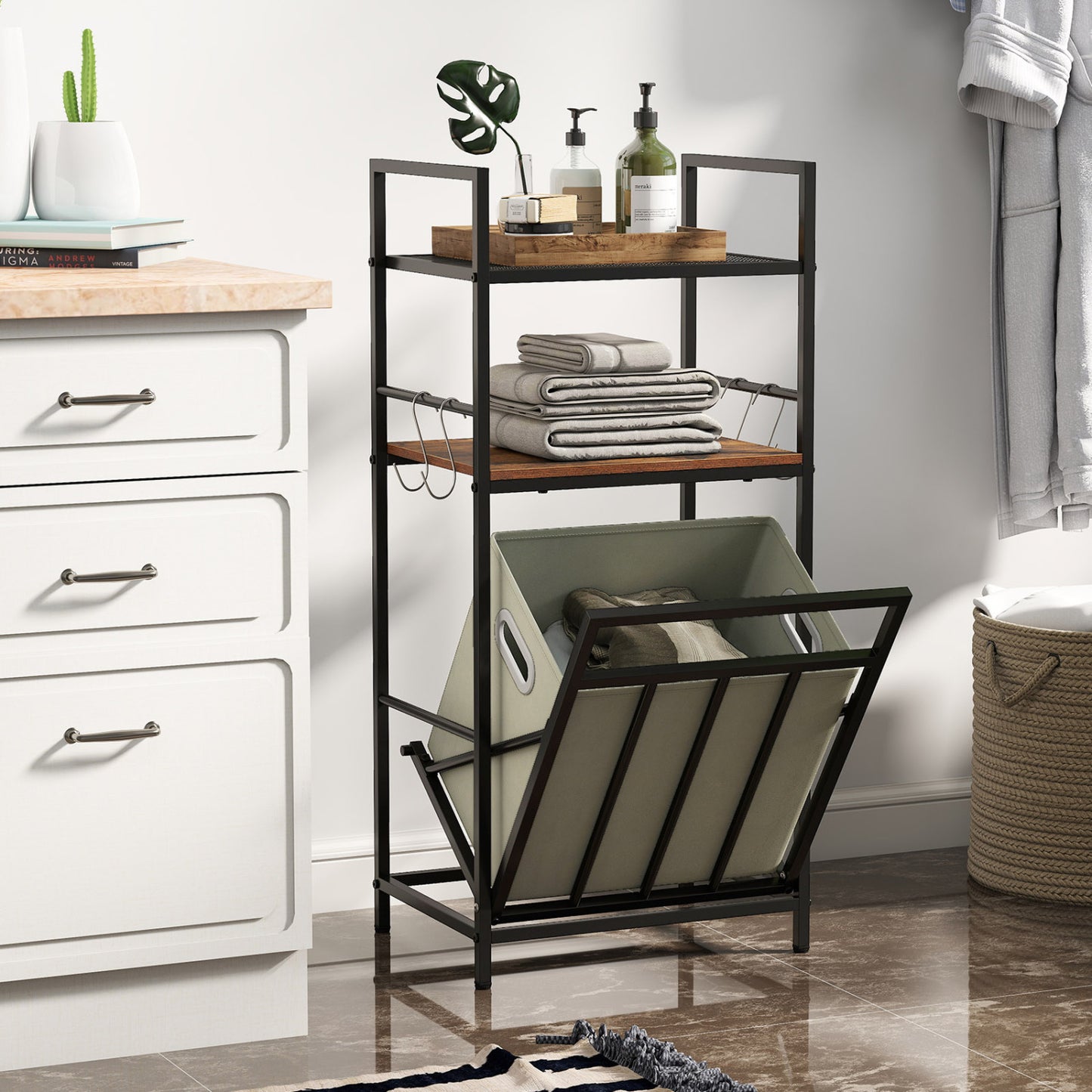 2-Tier Laundry Hamper, Tilt-Out Basket, Black Laundry Baskets at Gallery Canada