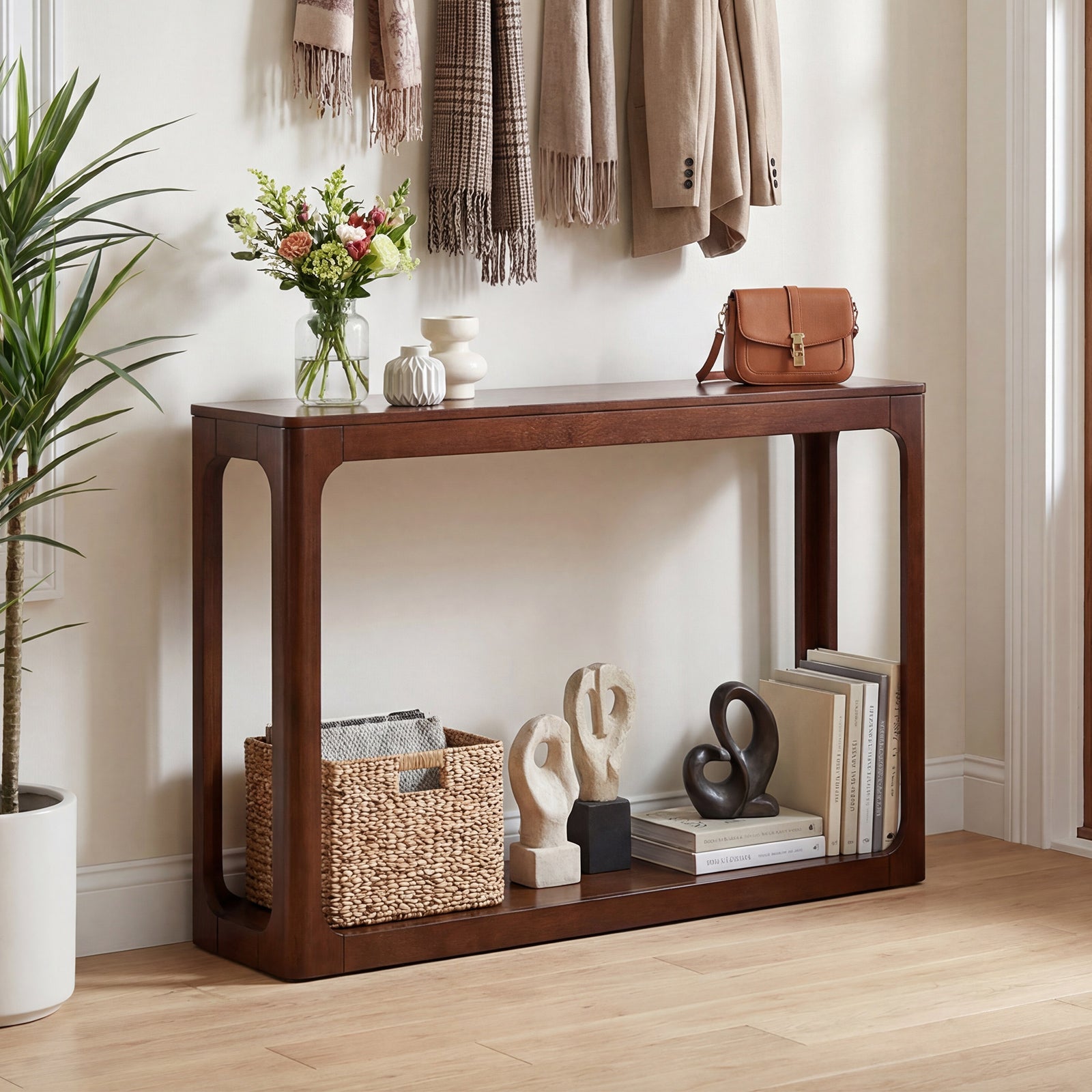 2-Tier Wood Console Table, Storage Shelf, Brown Console Tables at Gallery Canada