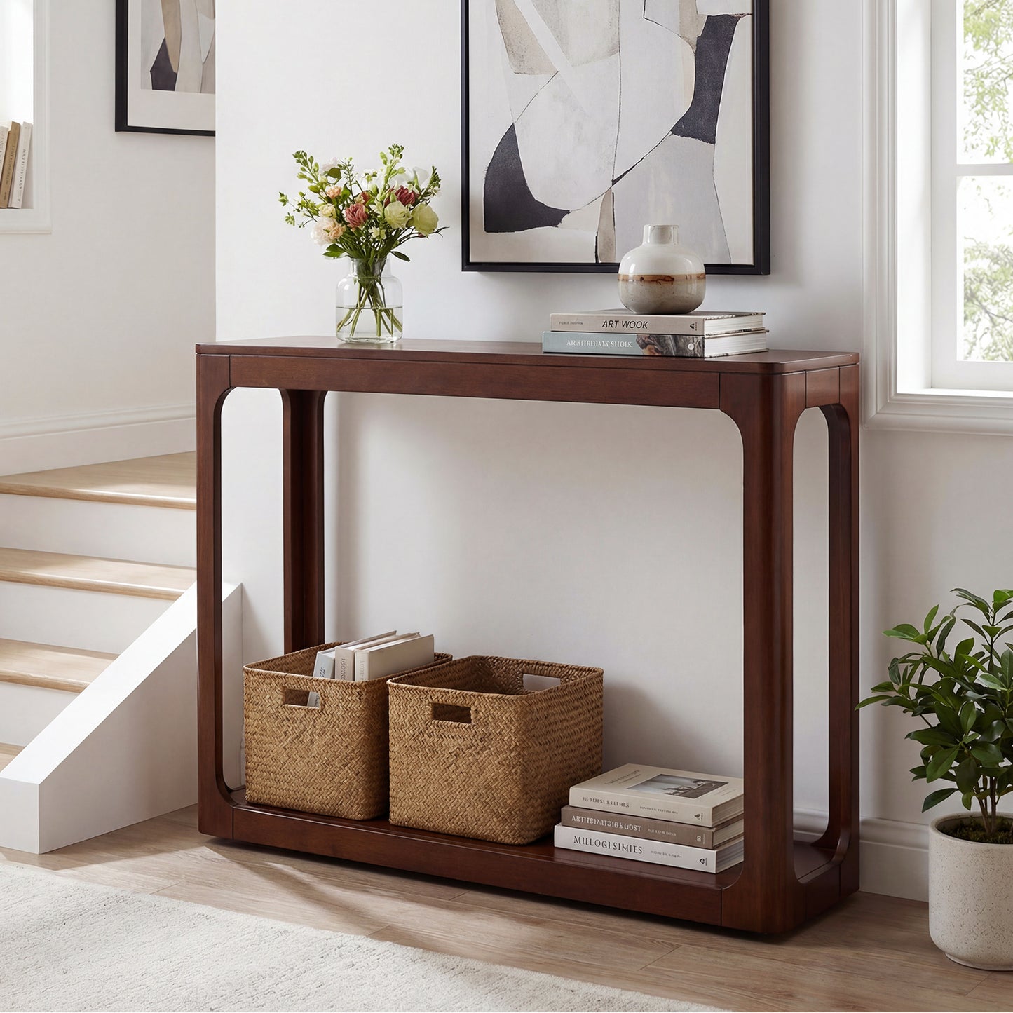 2-Tier Wood Console Table, Storage Shelf, Brown Console Tables at Gallery Canada