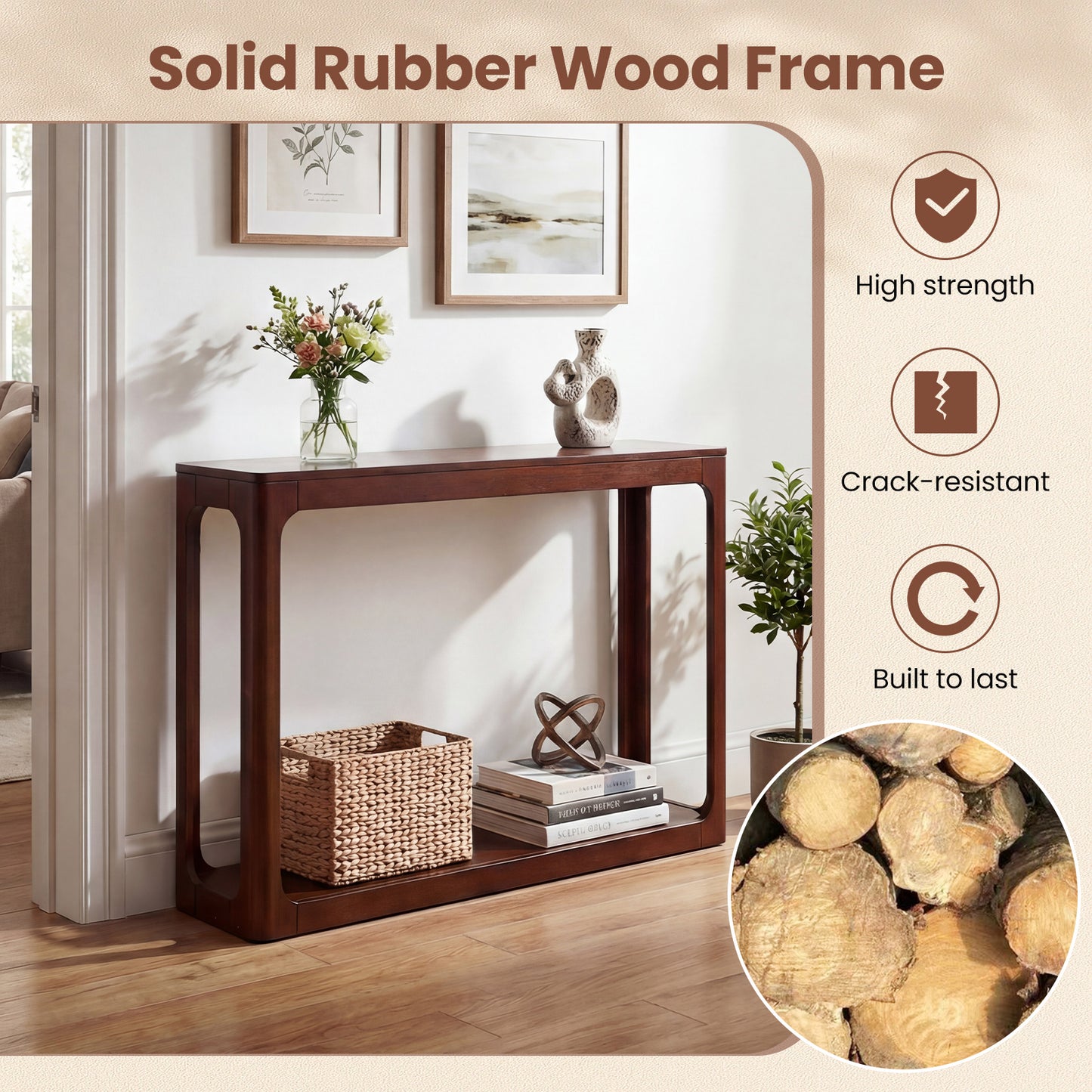 2-Tier Wood Console Table, Storage Shelf, Brown Console Tables at Gallery Canada