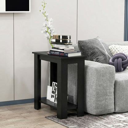 2-Tier Modern Compact End Table with Storage Shelf, Black Living Room at Gallery Canada