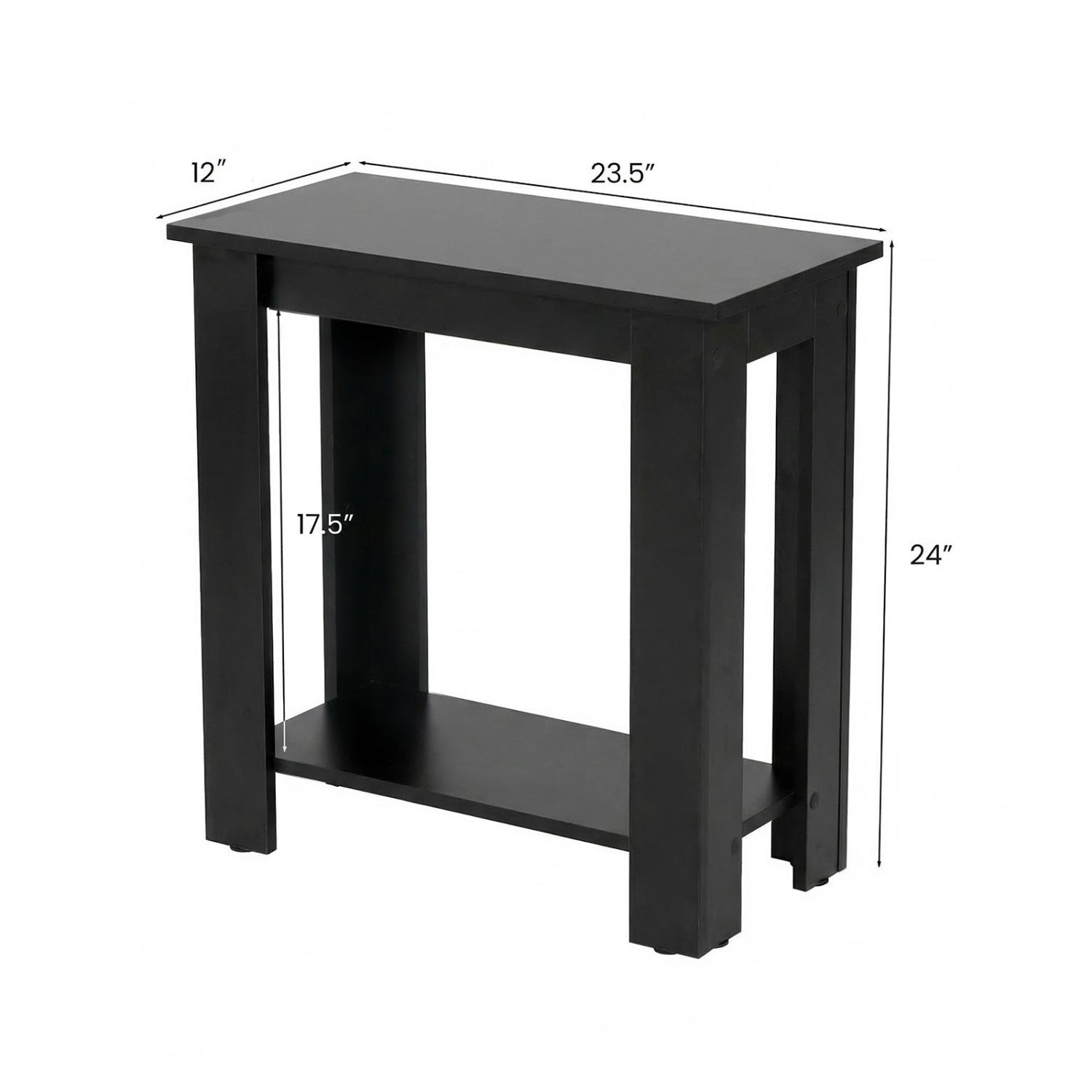 2-Tier Modern Compact End Table with Storage Shelf, Black Living Room at Gallery Canada