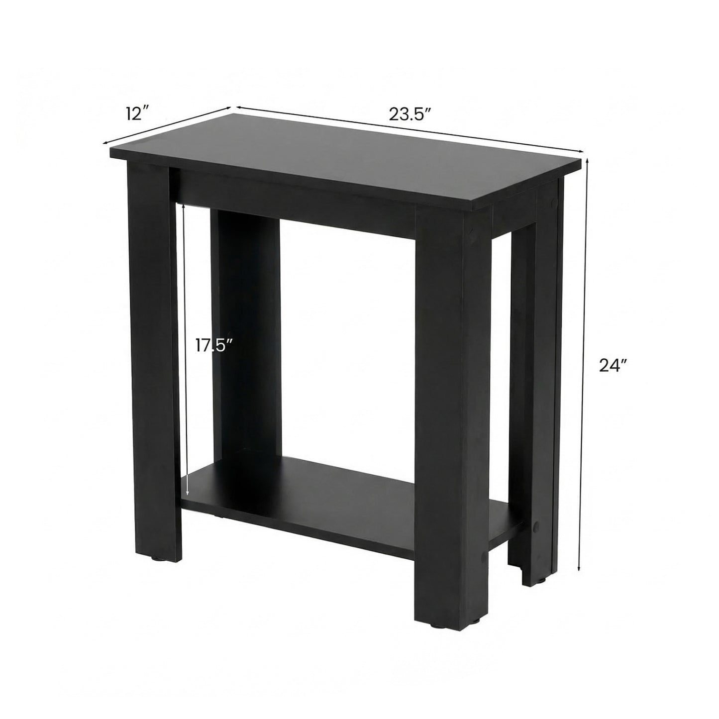 2-Tier Modern Compact End Table with Storage Shelf, Black Living Room at Gallery Canada