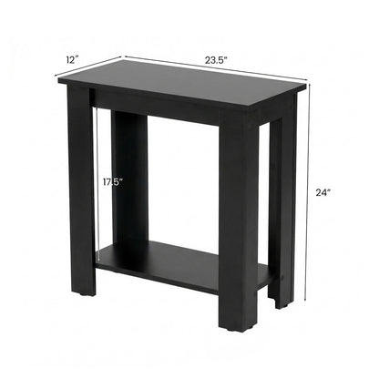 2-Tier Modern Compact End Table with Storage Shelf, Black Living Room at Gallery Canada