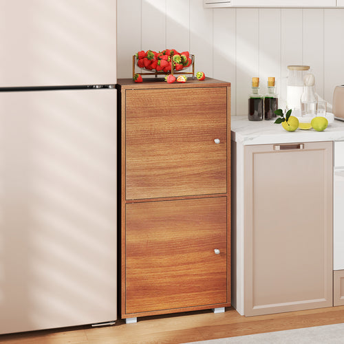 2-Tier Modern Style Nightstand with Drawer and Open Shelf, Walnut