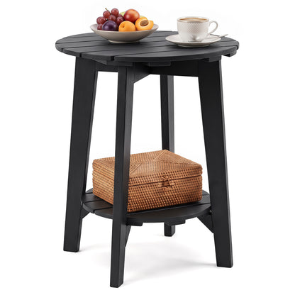 Table d'appoint en bois d'eucalyptus avec étagère de rangement, noire