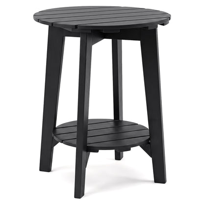 Table d'appoint en bois d'eucalyptus avec étagère de rangement, noire