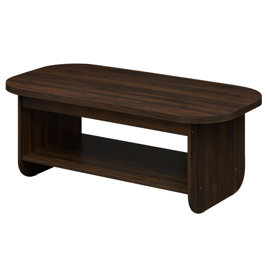2-Tier Oval Coffee Table, Mid Century, Walnut Coffee Tables Walnut at Gallery Canada