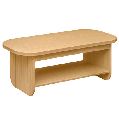 2-Tier Oval Coffee Table, with Storage Shelf, Natural Coffee Tables Natural at Gallery Canada
