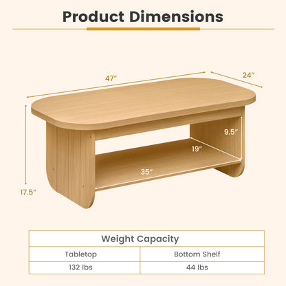 2-Tier Oval Coffee Table, with Storage Shelf, Natural Coffee Tables at Gallery Canada