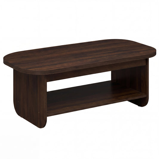 2-Tier Oval Coffee Table, Mid Century, Walnut Coffee Tables Walnut at Gallery Canada