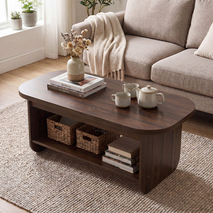 2-Tier Oval Coffee Table, Mid Century, Walnut Coffee Tables at Gallery Canada