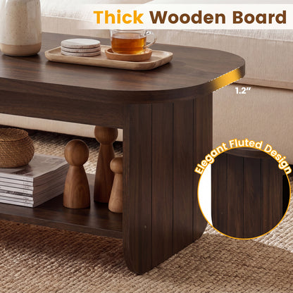 2-Tier Oval Coffee Table, Mid Century, Walnut Coffee Tables at Gallery Canada