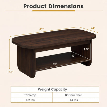 2-Tier Oval Coffee Table, Mid Century, Walnut Coffee Tables at Gallery Canada