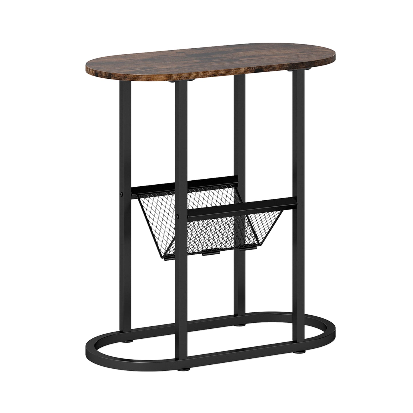 2-Tier Oval Narrow Bedside End Table, Rustic Brown End & Side Tables at Gallery Canada