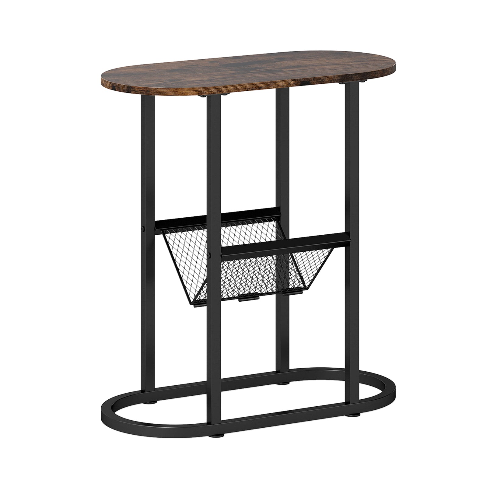 2-Tier Oval Narrow Bedside End Table, Rustic Brown End & Side Tables at Gallery Canada