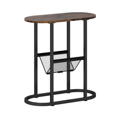 2-Tier Oval Narrow Bedside End Table, Rustic Brown End & Side Tables at Gallery Canada