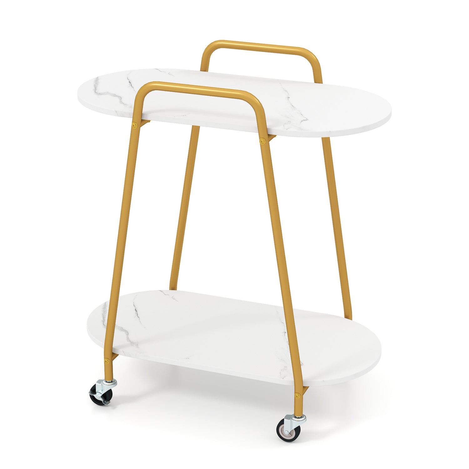 2-Tier Rolling End Table, Faux Marble, White End & Side Tables at Gallery Canada