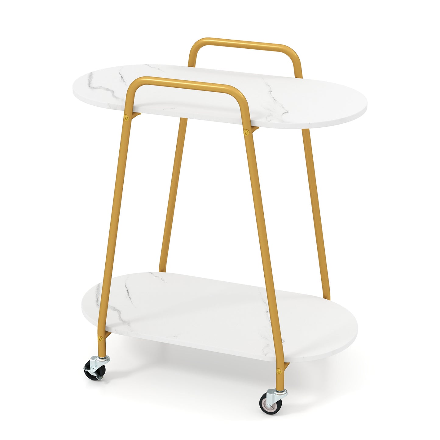 2-Tier Rolling End Table, Faux Marble, White End & Side Tables at Gallery Canada