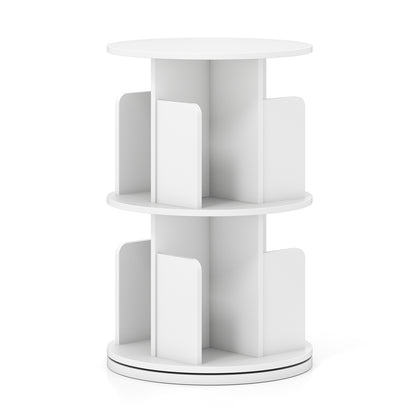2-Tier Rotating Bookshelf with Dividers and Anti-falling Baffles, White Bookcases at Gallery Canada
