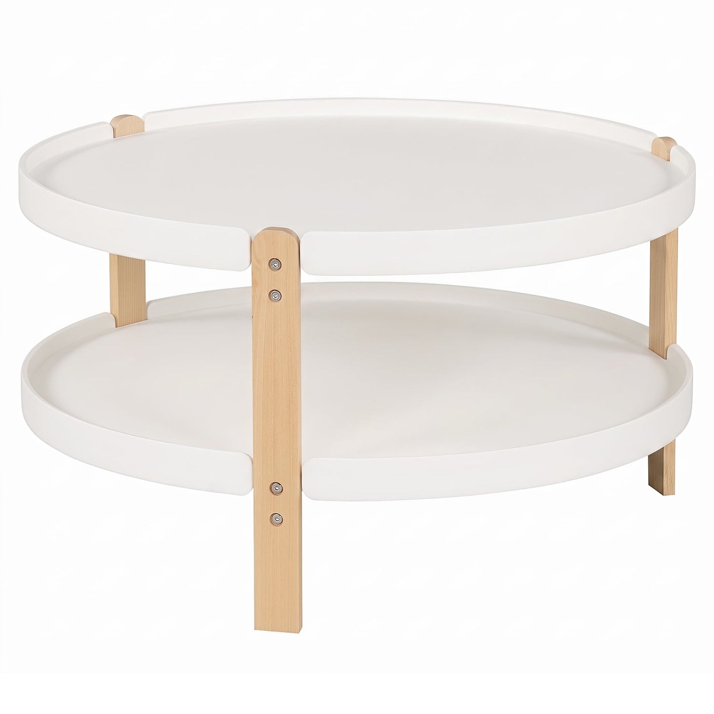 Round Coffee Table, 2-Tier, White
