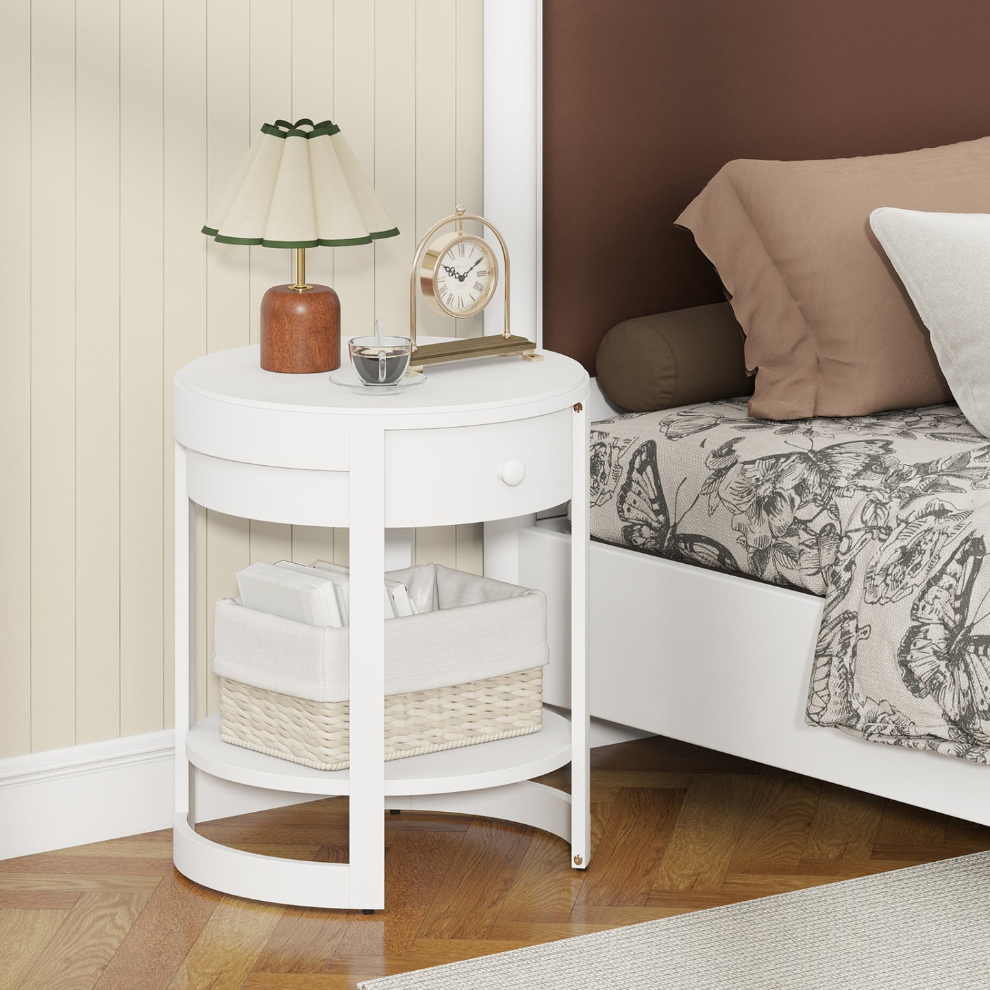 2-Tier Round End Table, White End & Side Tables at Gallery Canada