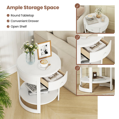 2-Tier Round End Table, White End & Side Tables at Gallery Canada