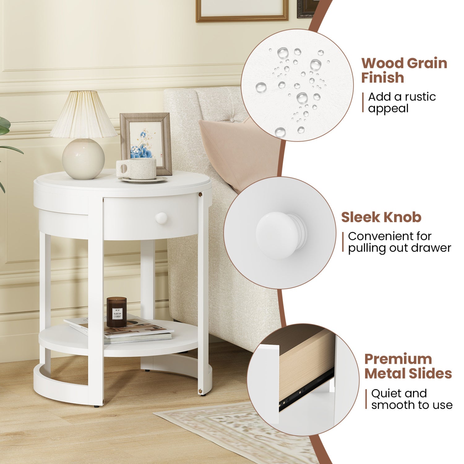 2-Tier Round End Table, White End & Side Tables at Gallery Canada