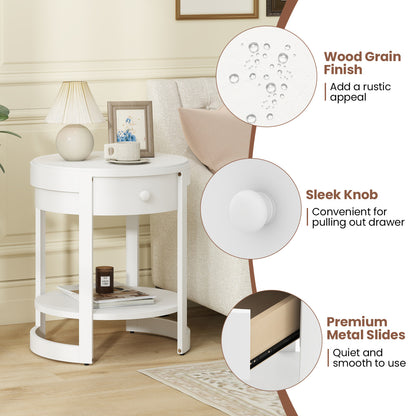2-Tier Round End Table, White End & Side Tables at Gallery Canada